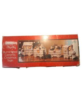 Illuminated Ceramic Christmas Train 4 Pc by Lifestyle Studios Holiday Collection